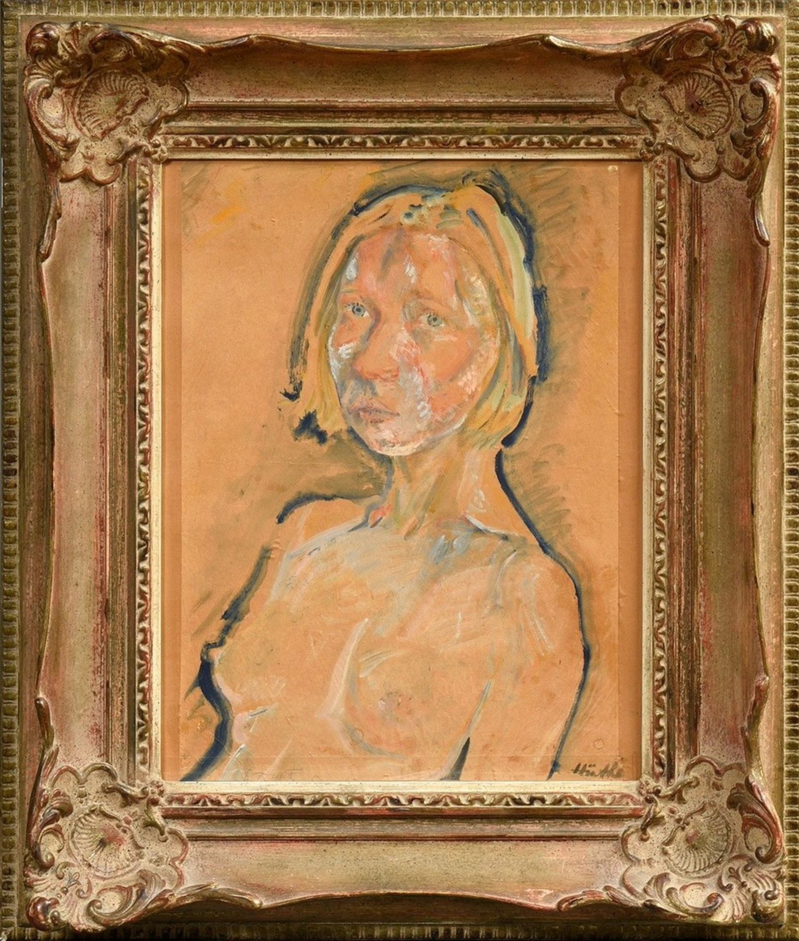 Hüther, Julius (1881-1954) "Female Semi-Nude" 1941, watercolour/paper on cardboard, l.r. sign./dat. - Image 2 of 5