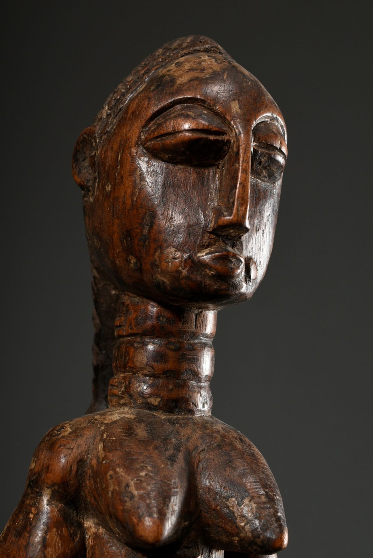 Female African ancestor figure "Blolo bla" with scarifications, carved wood with remains of old pat - Image 5 of 6