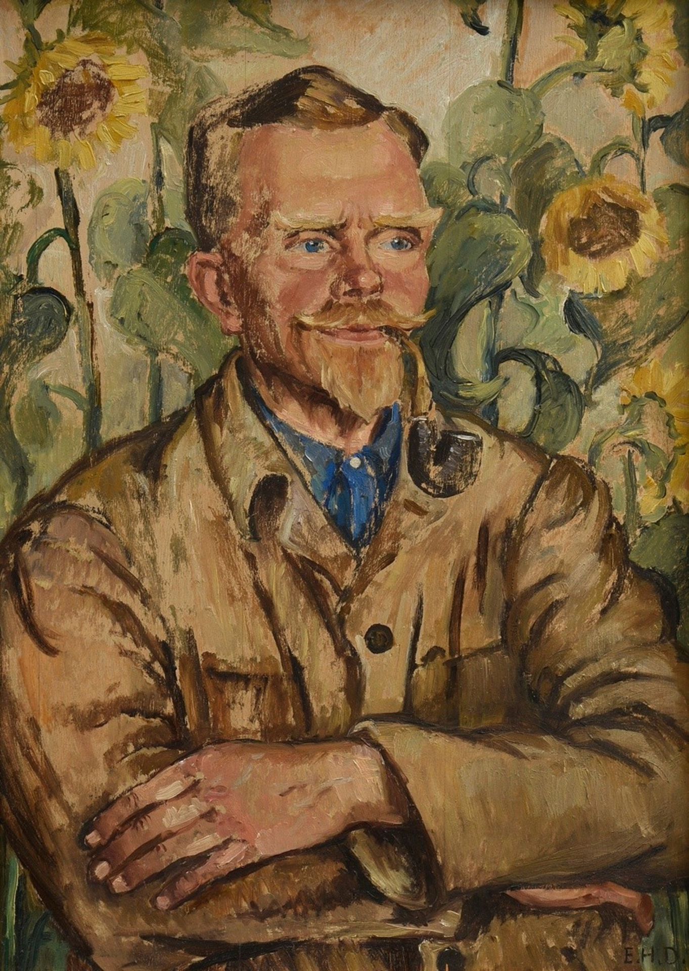 Haensgen-Dingkuhn, Elsa (1898-1991) "Portrait of a Man with a Pipe" (Christian Feddern) c. 1958, oi