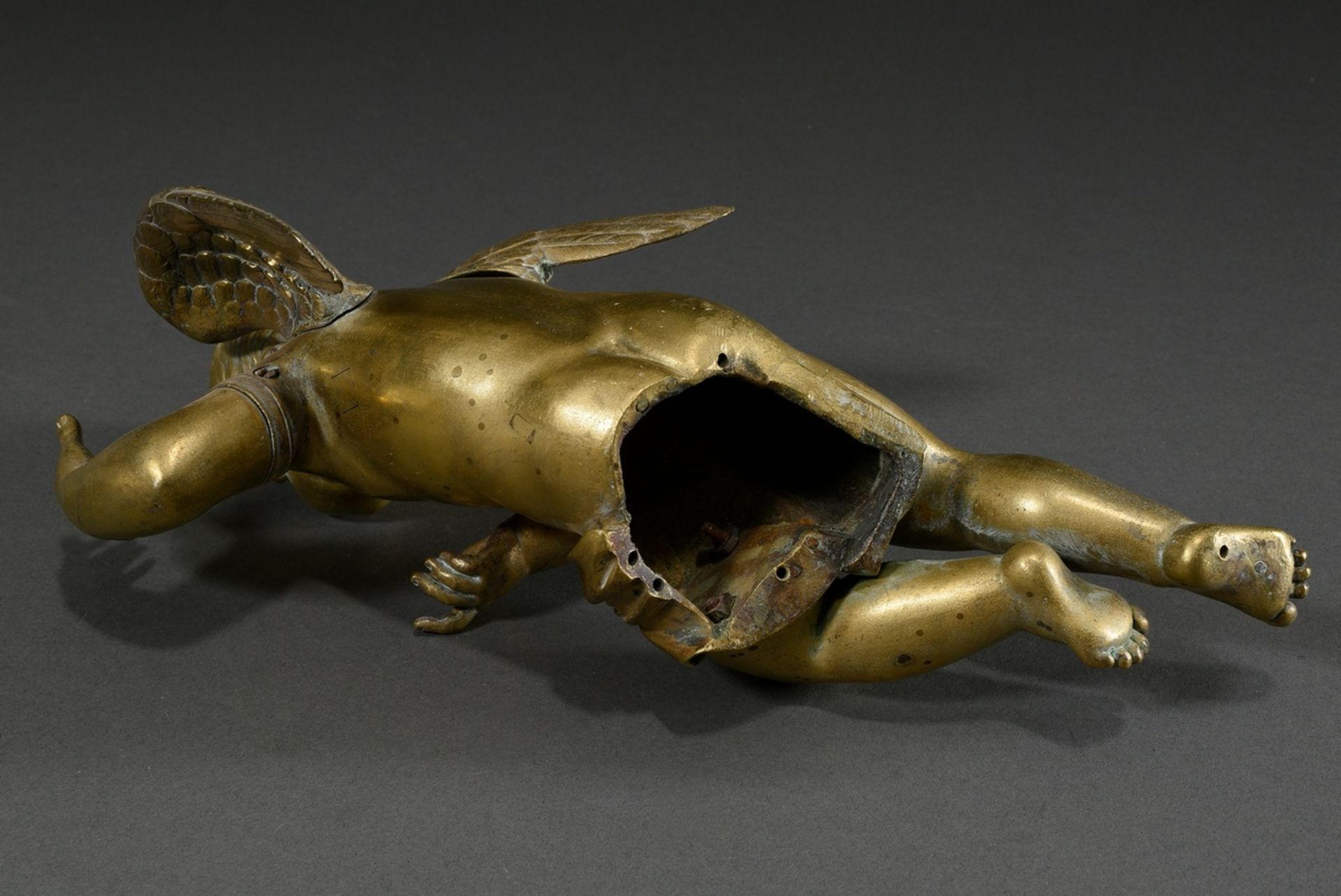 Fire-gilt bronze "Angel", probably France early 19th century, h. 31cm, attribute lost, slight signs - Image 5 of 6