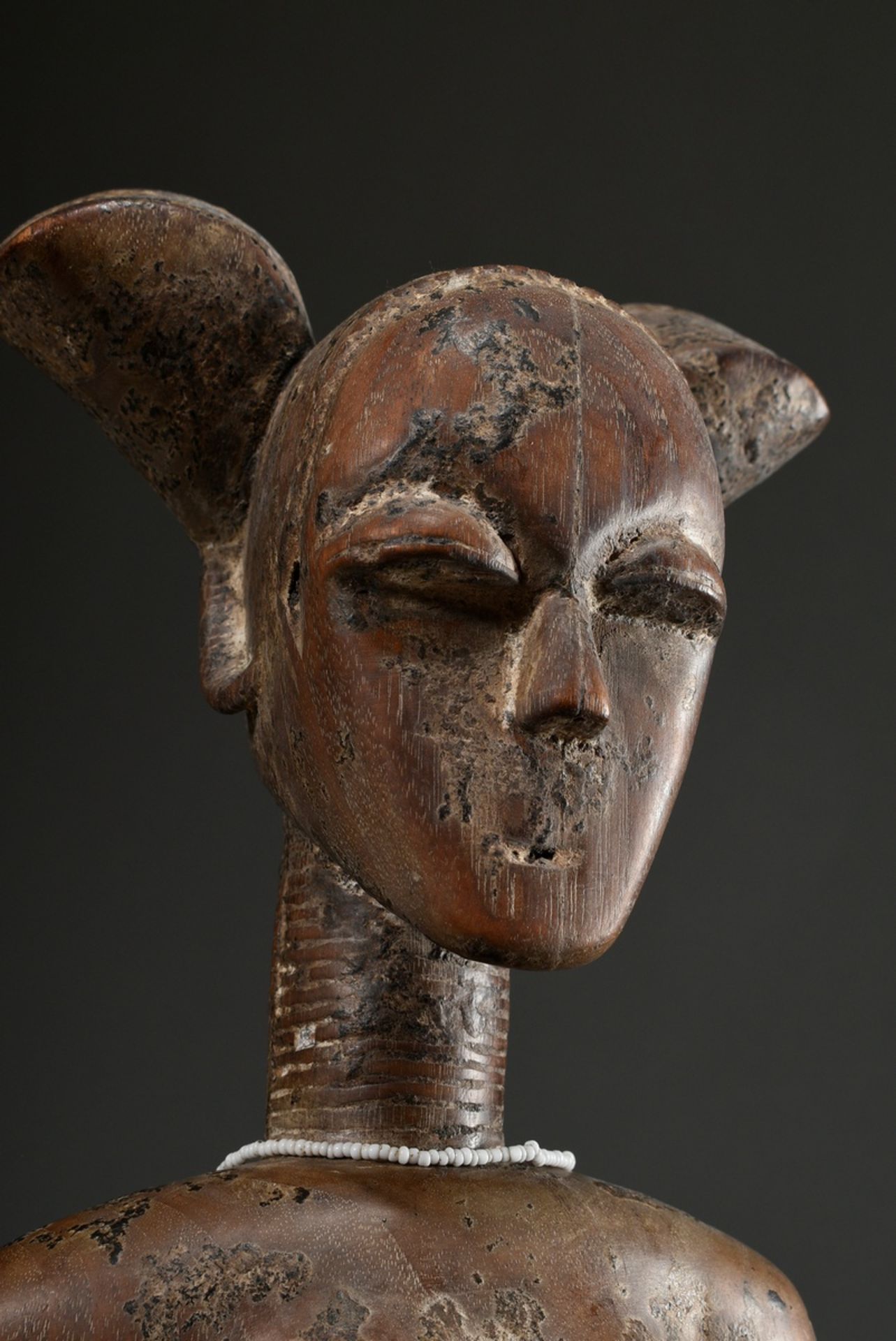 Attie female figure or fertility fetish with fanciful coiffure and scarification marks as well as p - Image 5 of 6