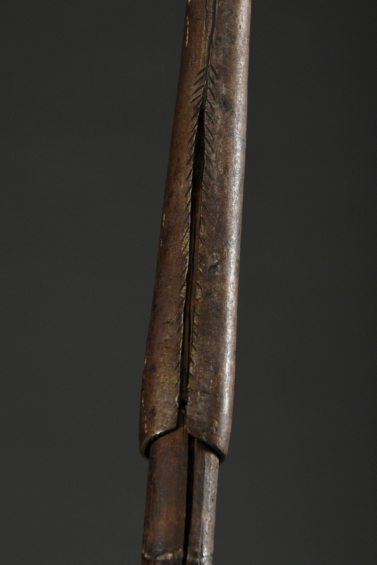 2 Various African spears, wood with forged iron tip and metal wrapped shaft, l. 150/190cm, signs of - Image 3 of 11