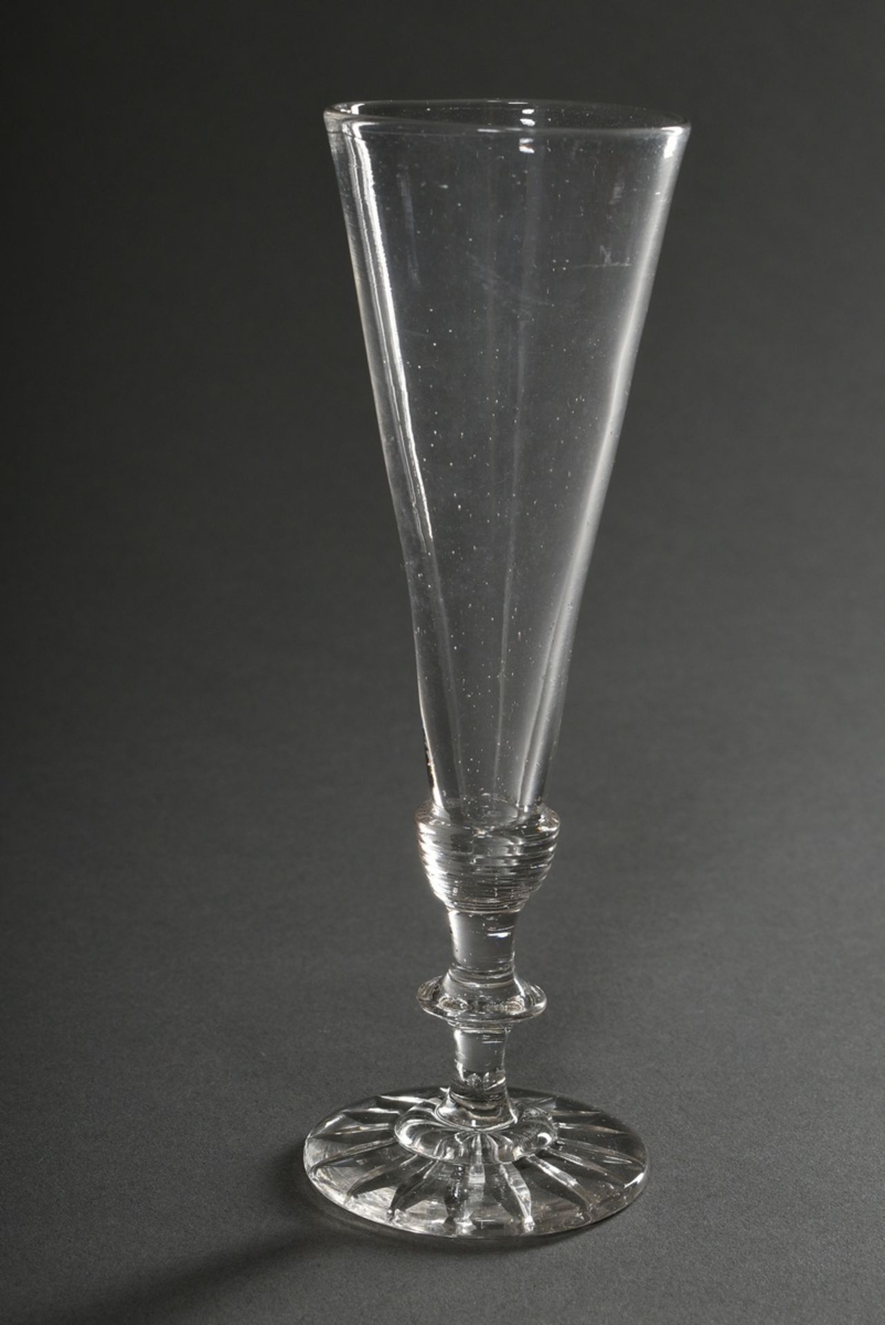 6 Various antique glasses with fused white spiral thread or rim, break under the foot partly cut ou - Image 5 of 7