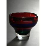 Mehrfarbige Glas Schale in Rot, Blau, Pink und Grün, H. 13,5cm