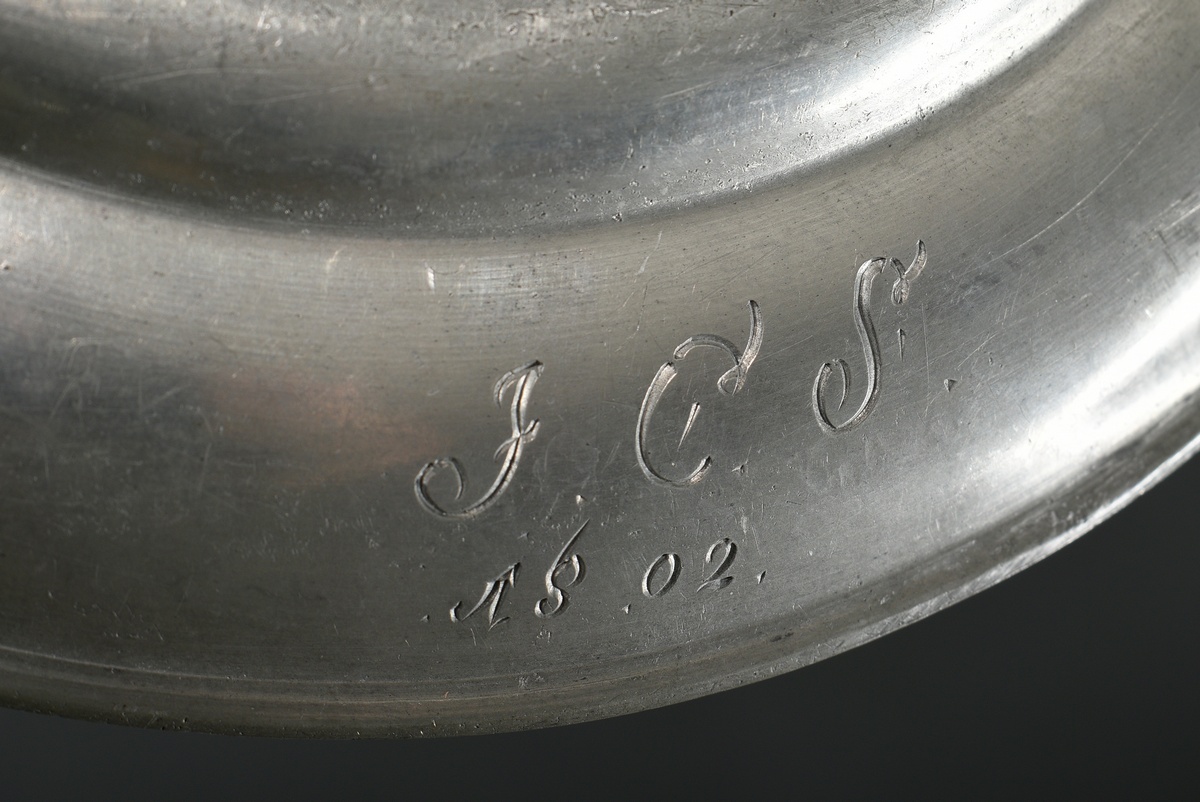Pair of small Saxon pewter plates with monogram engravings "J.C.S. 1802", MZ: Gottlob Friedrich Ber - Image 7 of 7