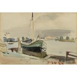 Löwengard, Kurt (1895-1940) "Fischkutter im Hafen" 1930, Aquarell, u.l. sign./dat., 28,8x44,3cm (m.