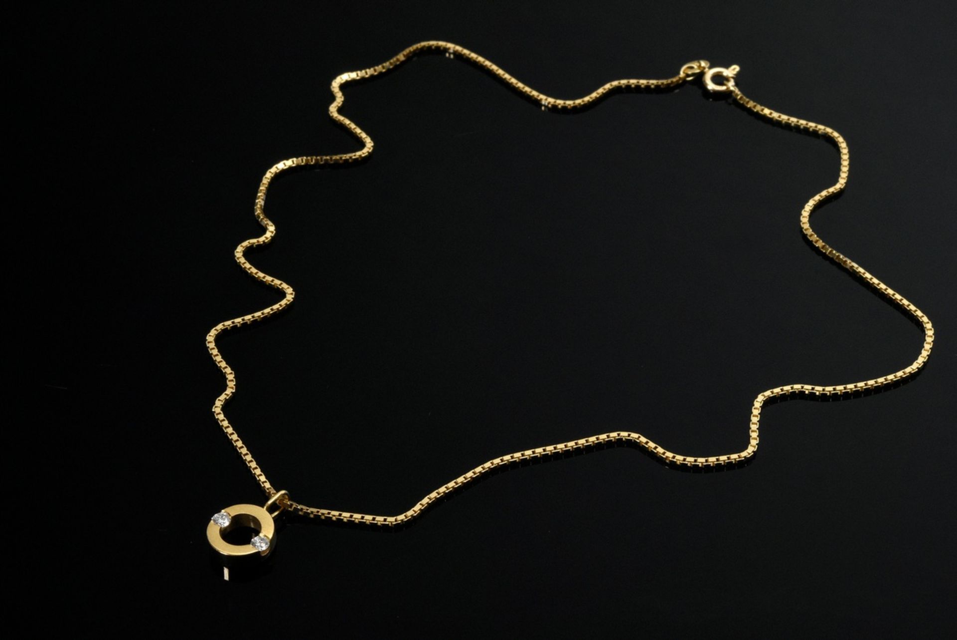 Gelbgold 585 Venezianerkette (4,1g/L. 42,5cm) mit Gelbgold 750 Brillantanhänger (zus. ca. 0.10ct/SI