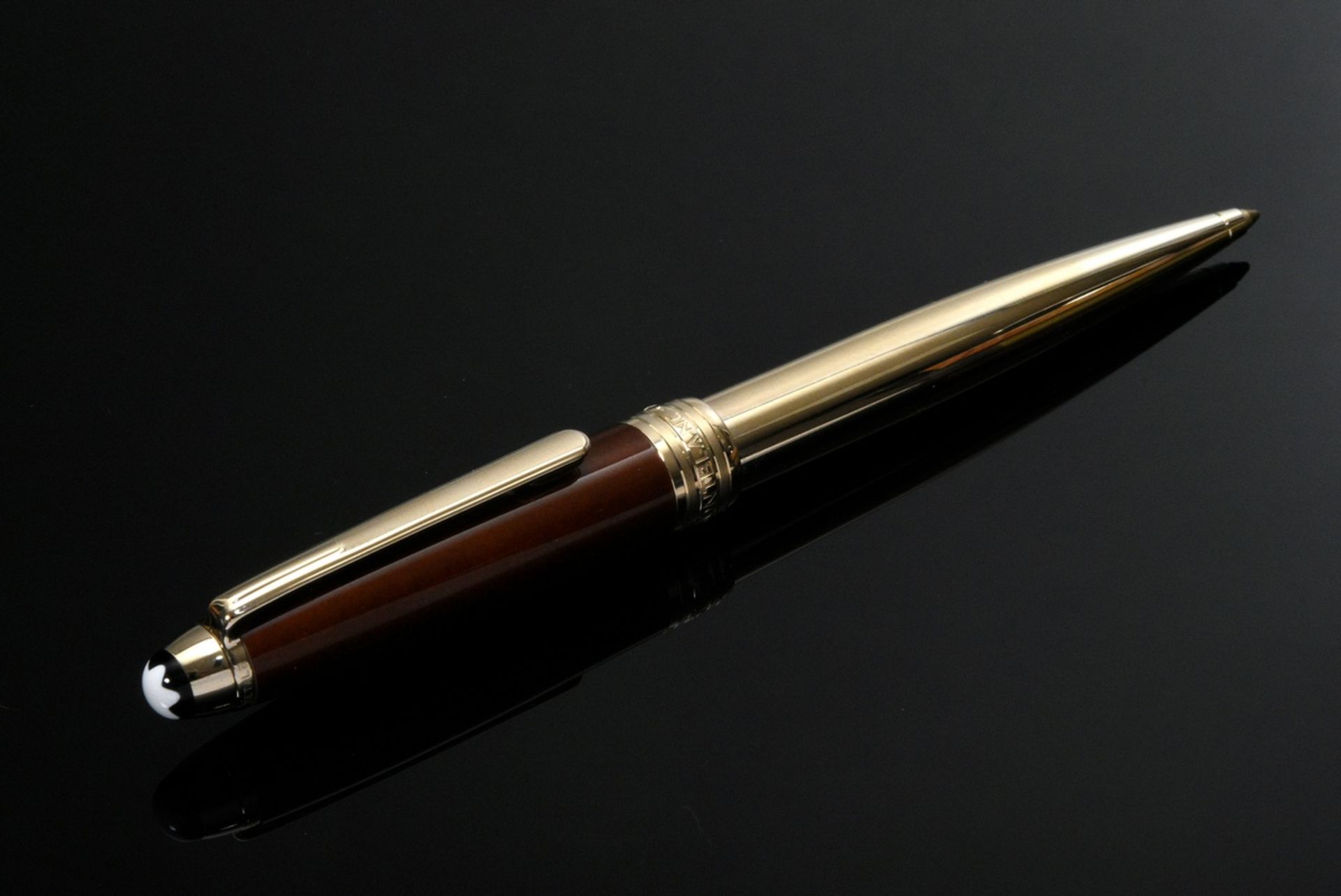 2 Pieces Montblanc fountain pen and biros: "Meisterstück Solitaire Citrine", stainless steel gold p - Image 5 of 7