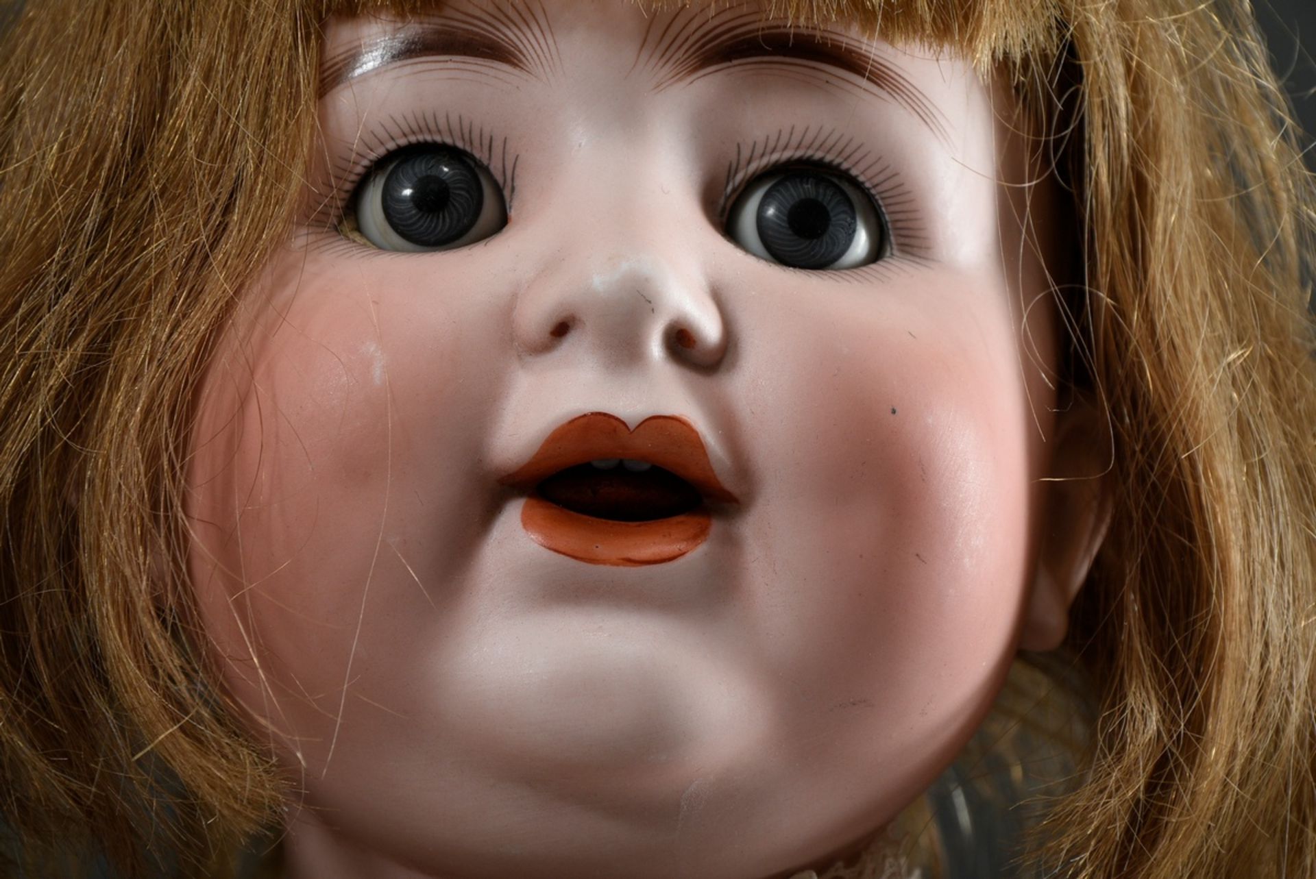 Old, Beck & Gottschalck doll with bisque porcelain crank head, blue sleeping eyes, open mouth with - Image 3 of 4