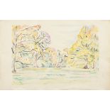 Hauptmann, Ivo (1886-1973) „Hirschpark“ 1914, Kohle/Aquarell, u.r. sign./dat., BM 32,3x50,5cm (m.R.