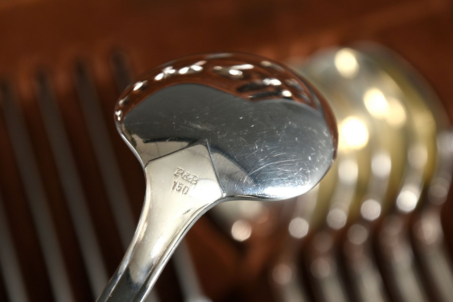38 Pieces silverplated Robbe & Berking cutlery "Glücksburger Faden" with flower-shaped handle for 6 - Image 4 of 5