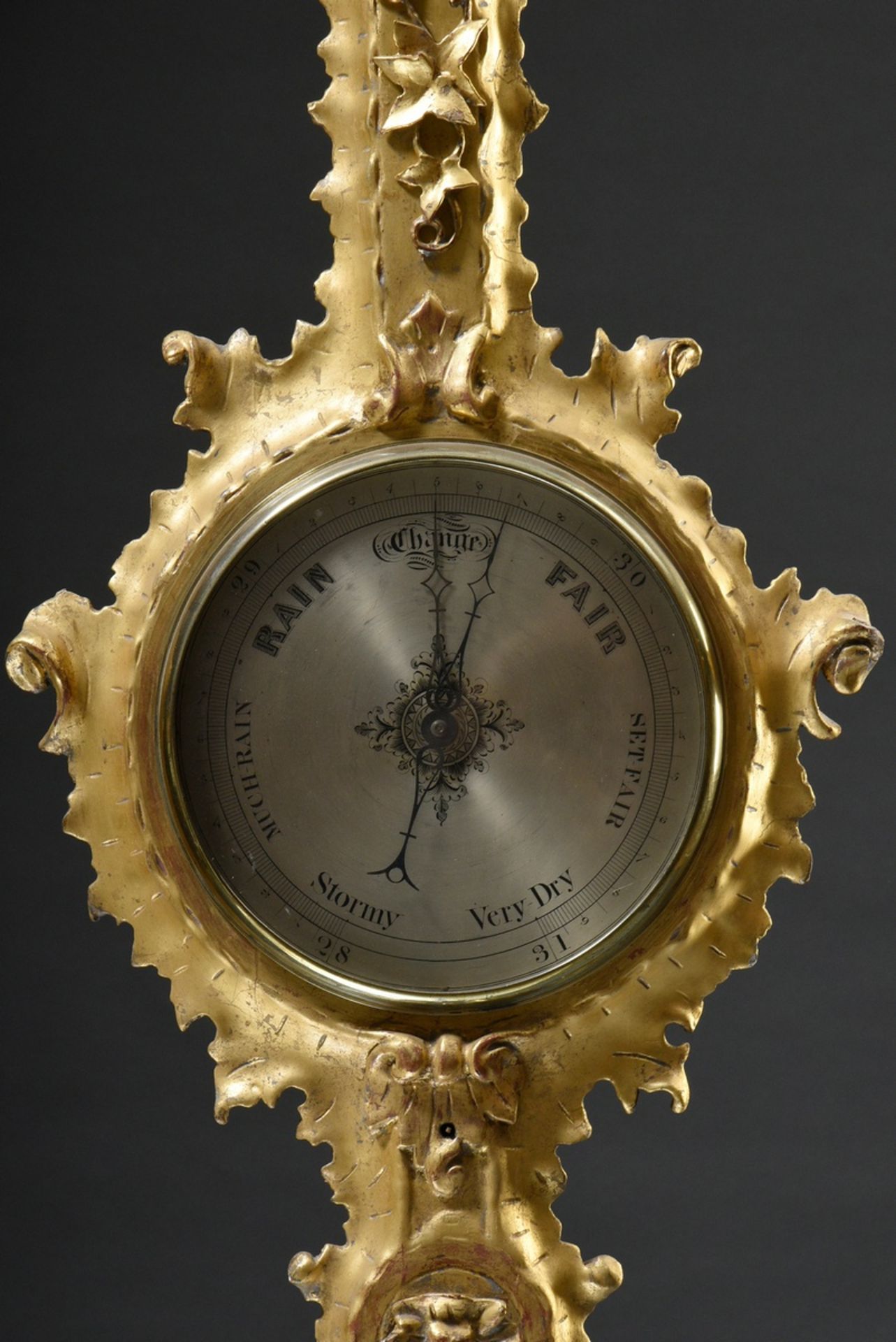 Decorative late Biedermeier barometer in a vegetal carved and gilded wooden case, around 1860/1870, - Image 2 of 6