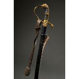 Prussian lion's head sabre for gunners, blank blade, decorative etching on both sides, marked "Gust