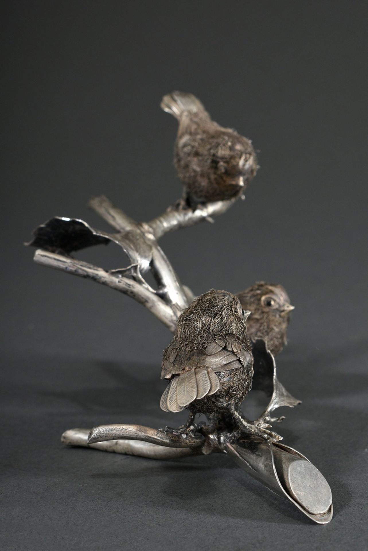 Table decoration "Branch with three birds", attributed to Mario Buccellati (1891-1965), without mar - Image 3 of 4