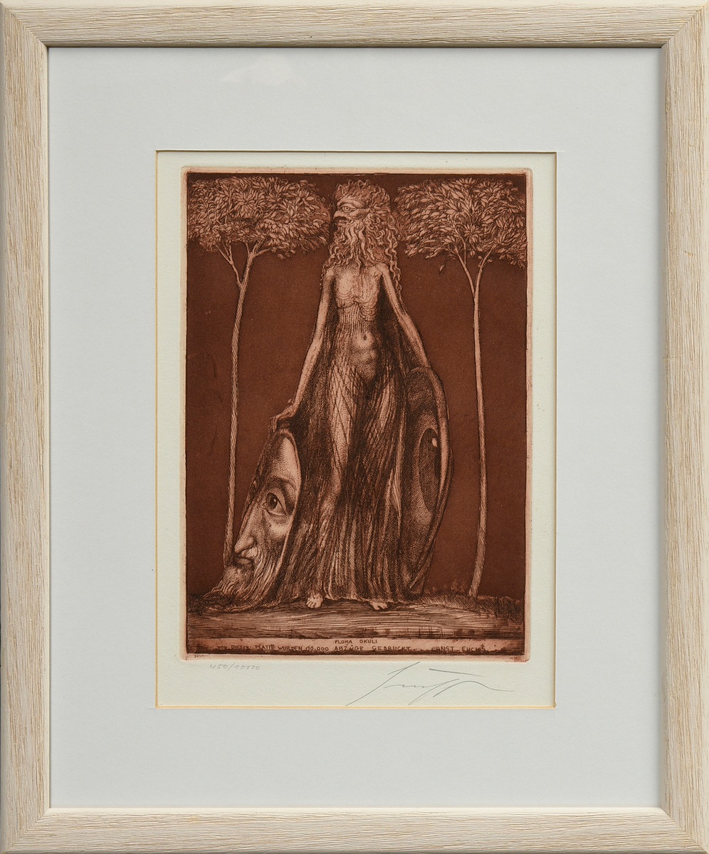 Fuchs, Ernst (1930-2015) "Flora Okuli", etching, 450/10000, b. sign./num., sign./titl./inscr. i. pl - Image 2 of 3
