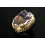 Einzelner Gelbgold 750 Ohrclip mit facettiertem Amethyst (ca. 7ct), 9,6g, 1,8x1,2cm