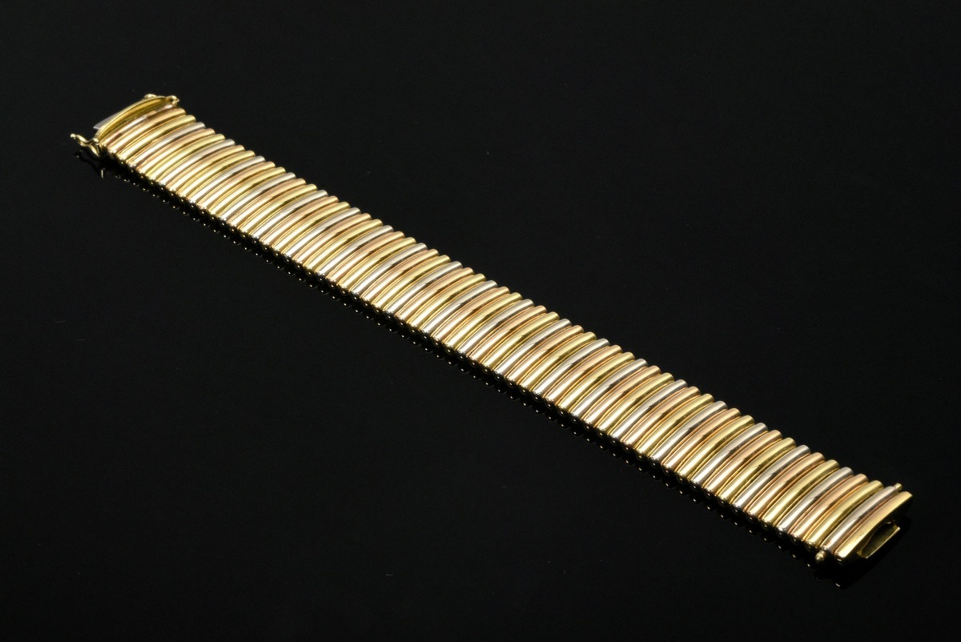 Wempe tricolor gold 750 rod bracelet, sign, 66,4g, 18,8x2cm - Image 3 of 5