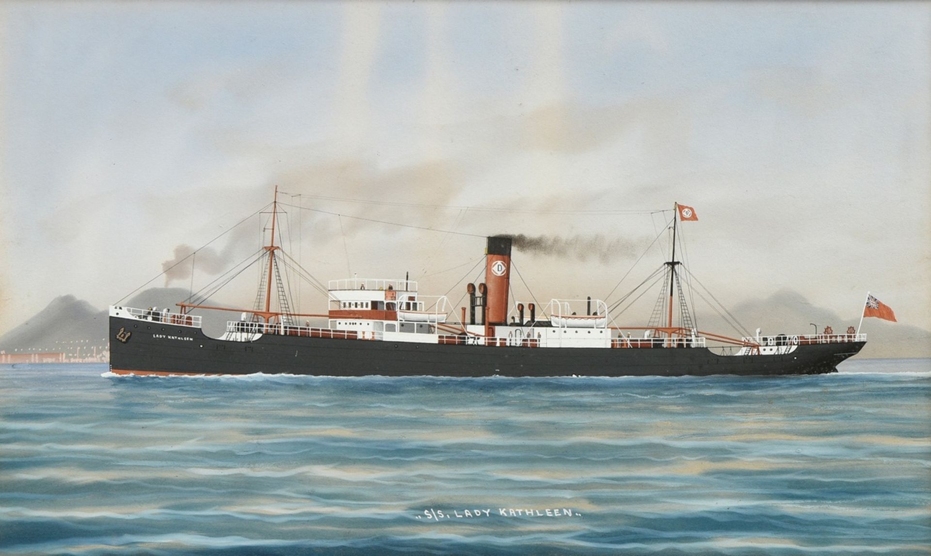 Captain's picture or ship's portrait "Lady Kathleen", gouache/paper, b. inscr., 42x69cm (w.f. 51x78