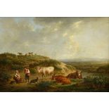 Antonissen, Henricus Josephus (1737-1794) "Landschaft mit Hirten und Herde" 1779, Öl/Holz, u.r. sig