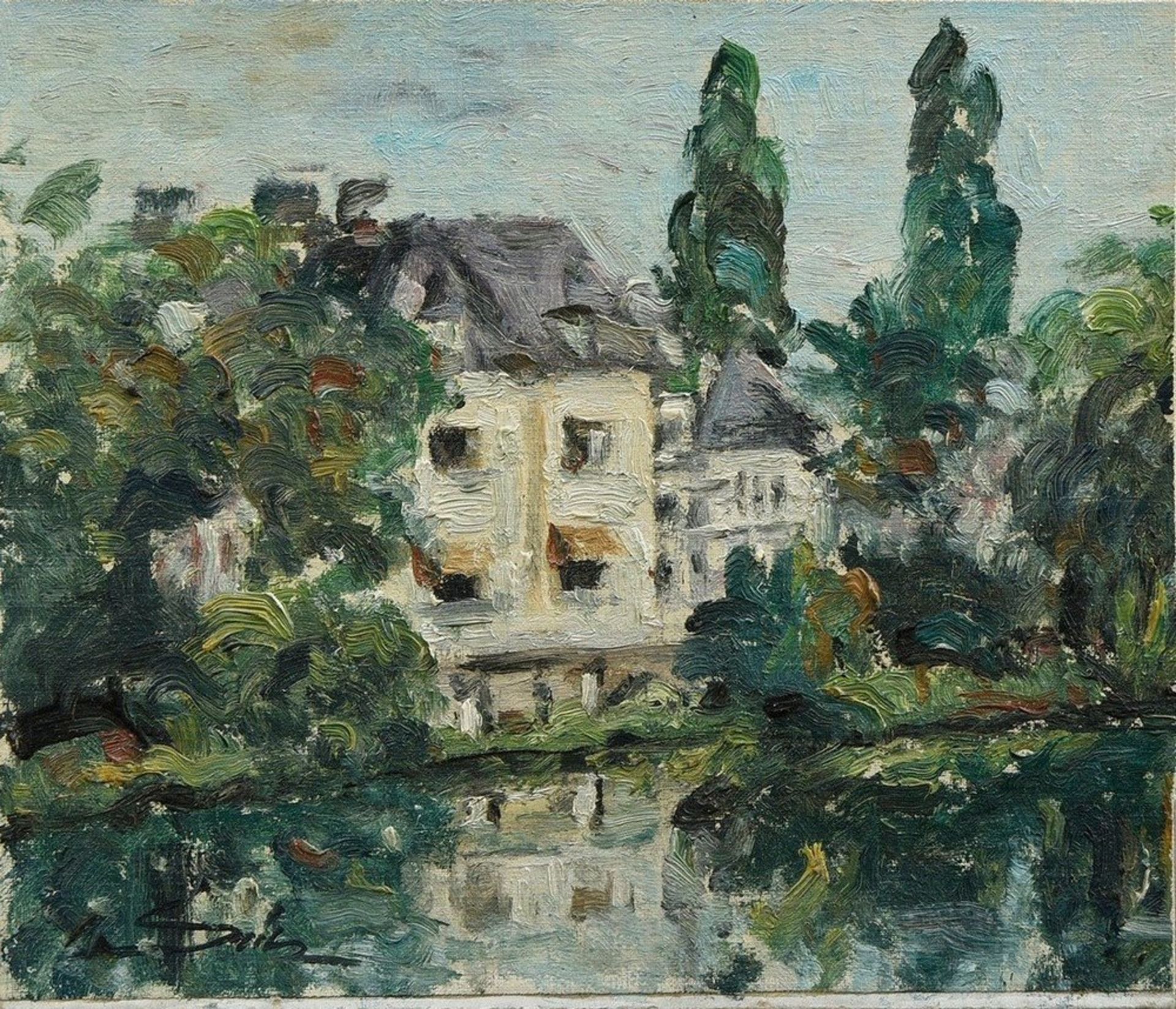 Seitz, Philipp Karl (1901-1982) "House on the Outer Alster ", oil/canvas on cardboard, sign. on the