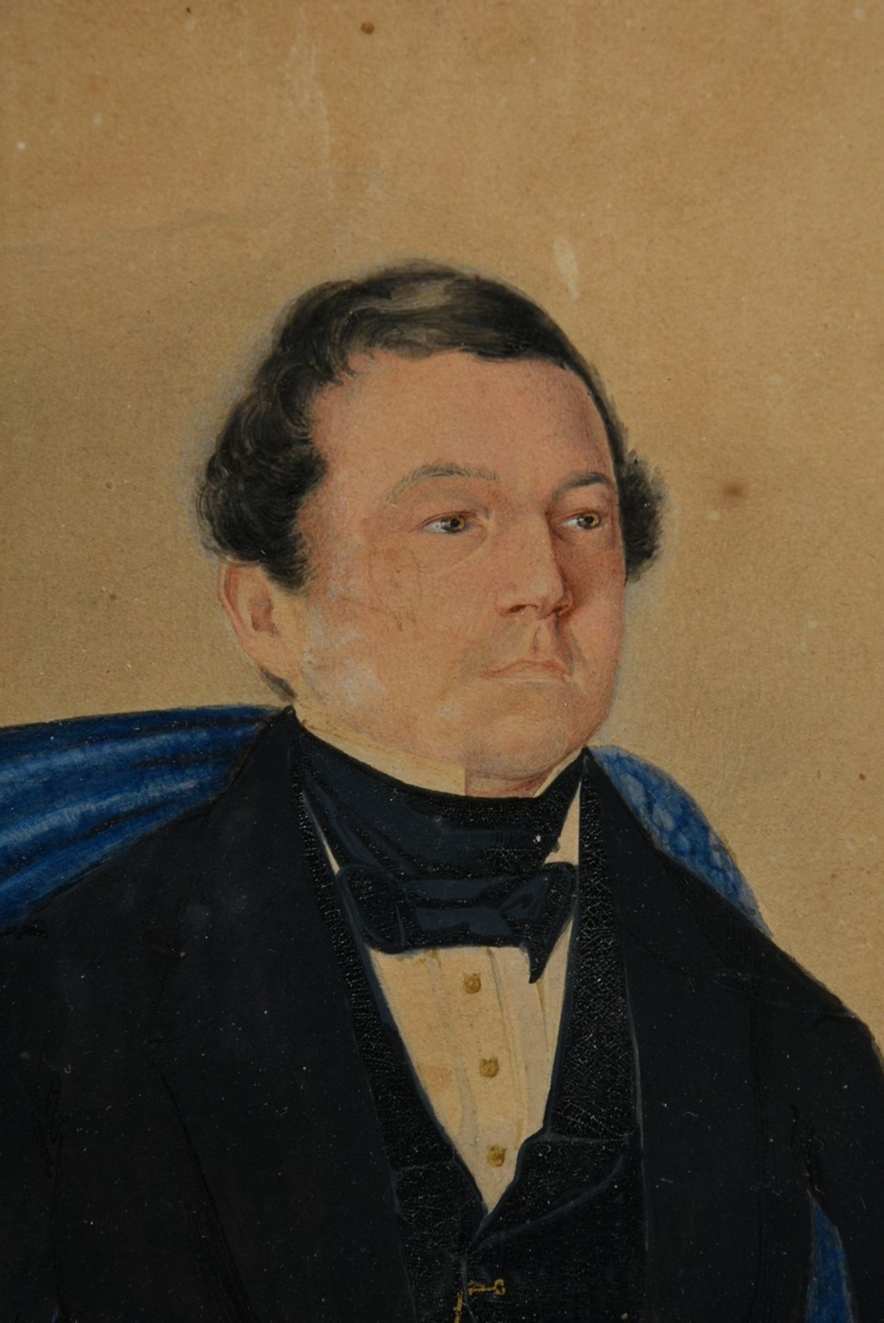 Bolz, G.J. "Portrait miniature of a gentleman" 1840, watercolour/gouache on paper, u.l. sign./dat., - Image 3 of 5