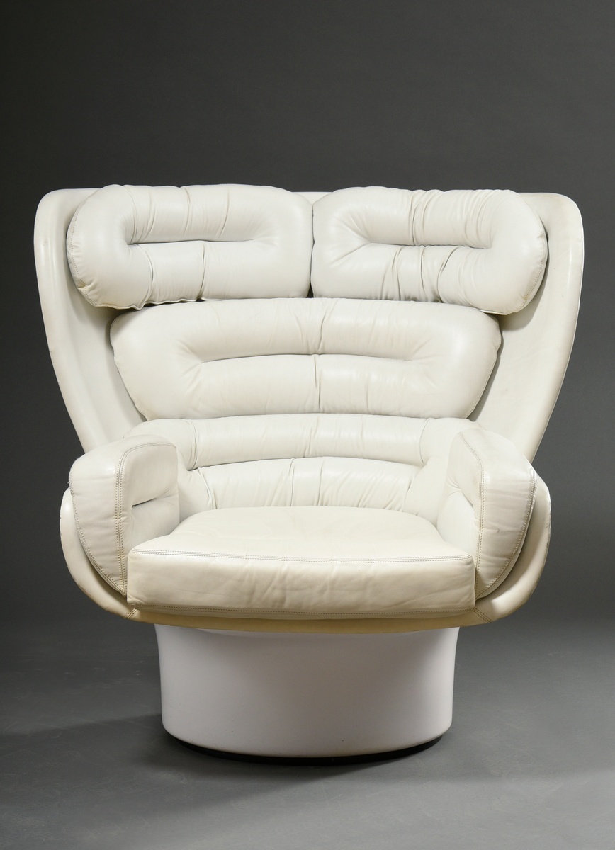 "Elda" lounge chair, design: Joe Colombo Comfort Design 1965, cantilever frame of white fiberglass  - Image 2 of 5