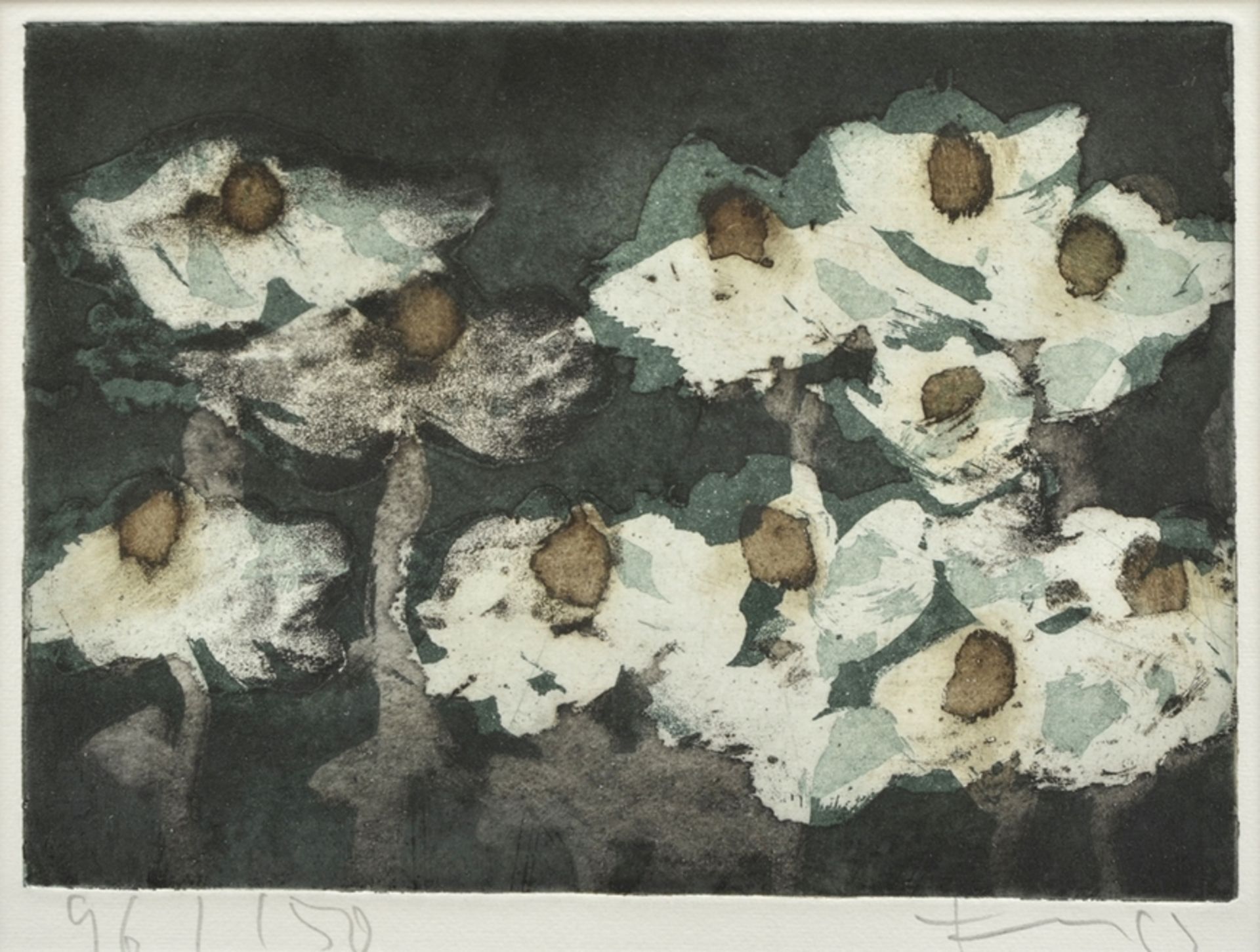 Fussmann, Klaus (*1938) "Margarites", color etching, 96/150, b. sign./num., PM 15,8x21,6cm (w.f. 31