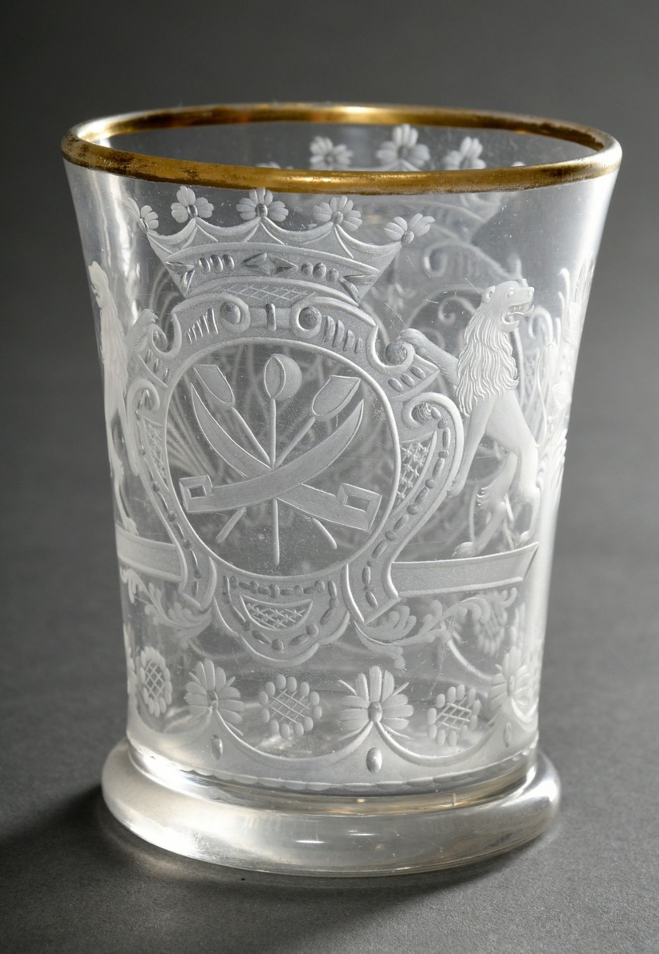 Beaker in baroque style with ligatured double monogram "HPW" and "CBW" in crowned cartouche as well