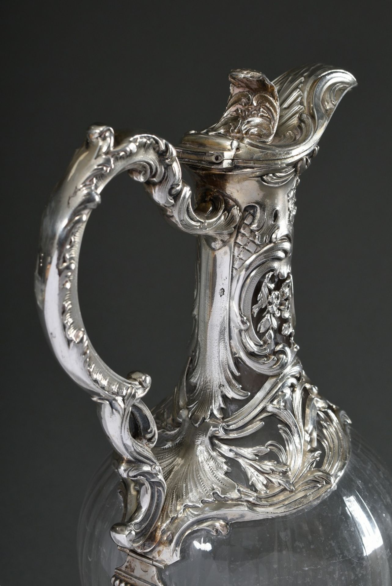 Elegant cupboard jug with faceted body and floral silver mounting in neo-rococo style on neck and f - Image 5 of 7