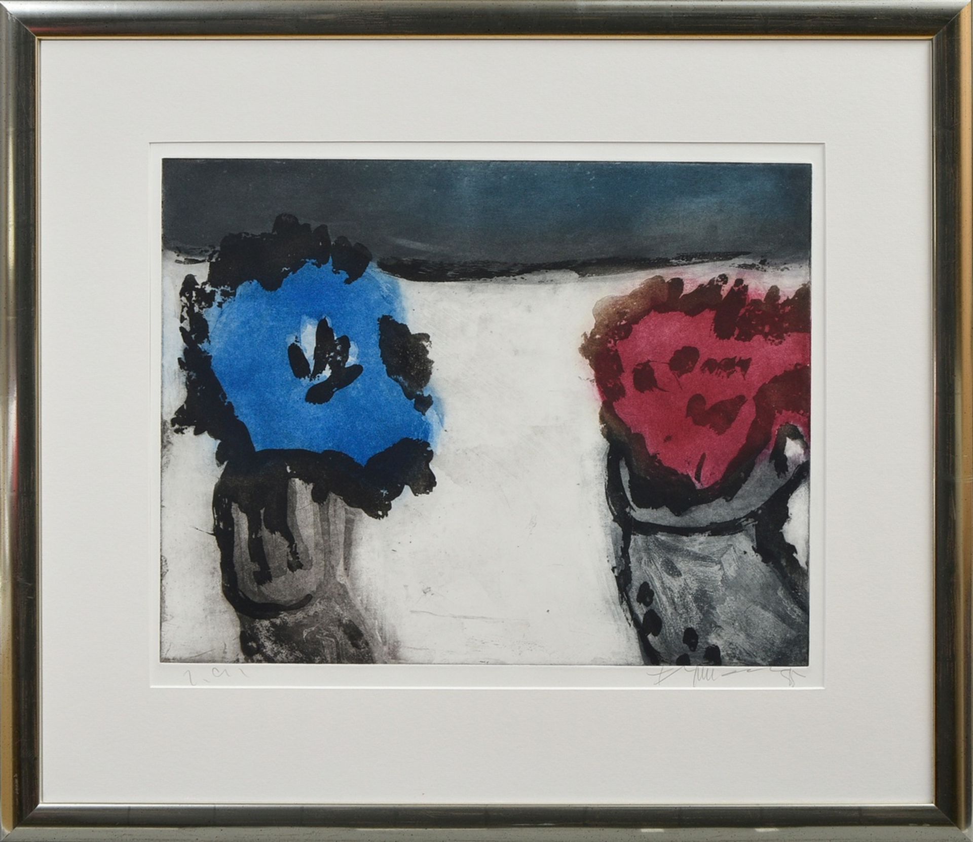 Fussmann, Klaus (*1938) "Anemone und Aster" 1985, colour etching, e.a., b. sign./dat./inscr., PM 43 - Image 2 of 3