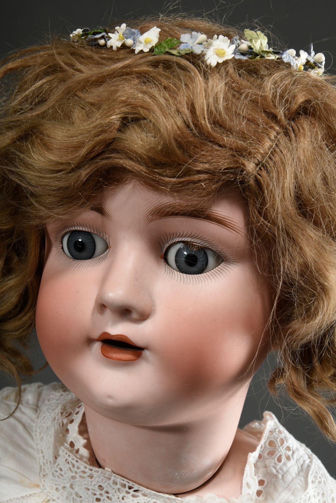 Kley & Hahn doll with bisque porcelain crank head, blue sleeping eyes, painted eyelashes, open mout - Image 3 of 6