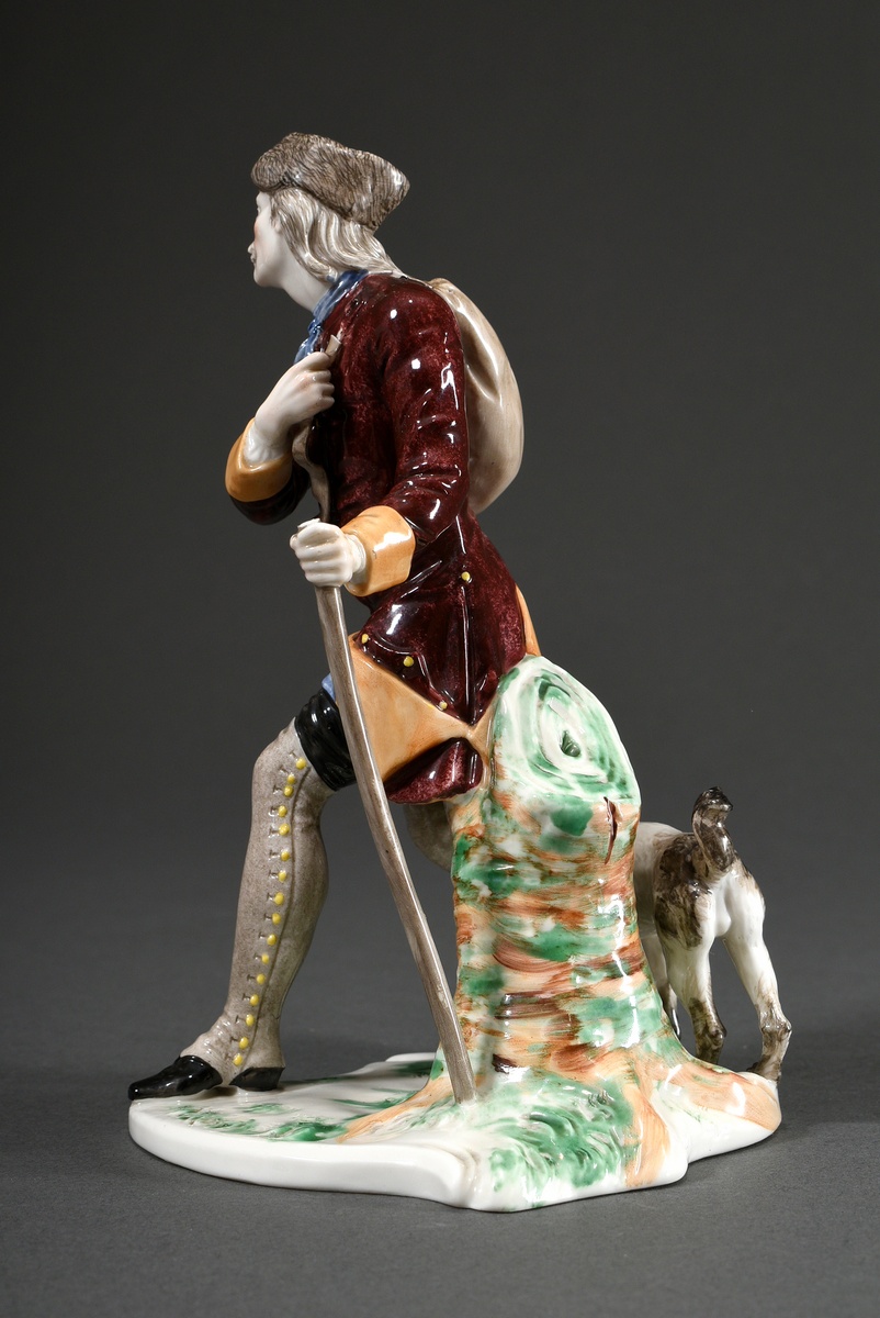 Nymphenburg figure "Landbote", porcelain coloured painted, on a flat rocaille base with tree stump - Image 2 of 7