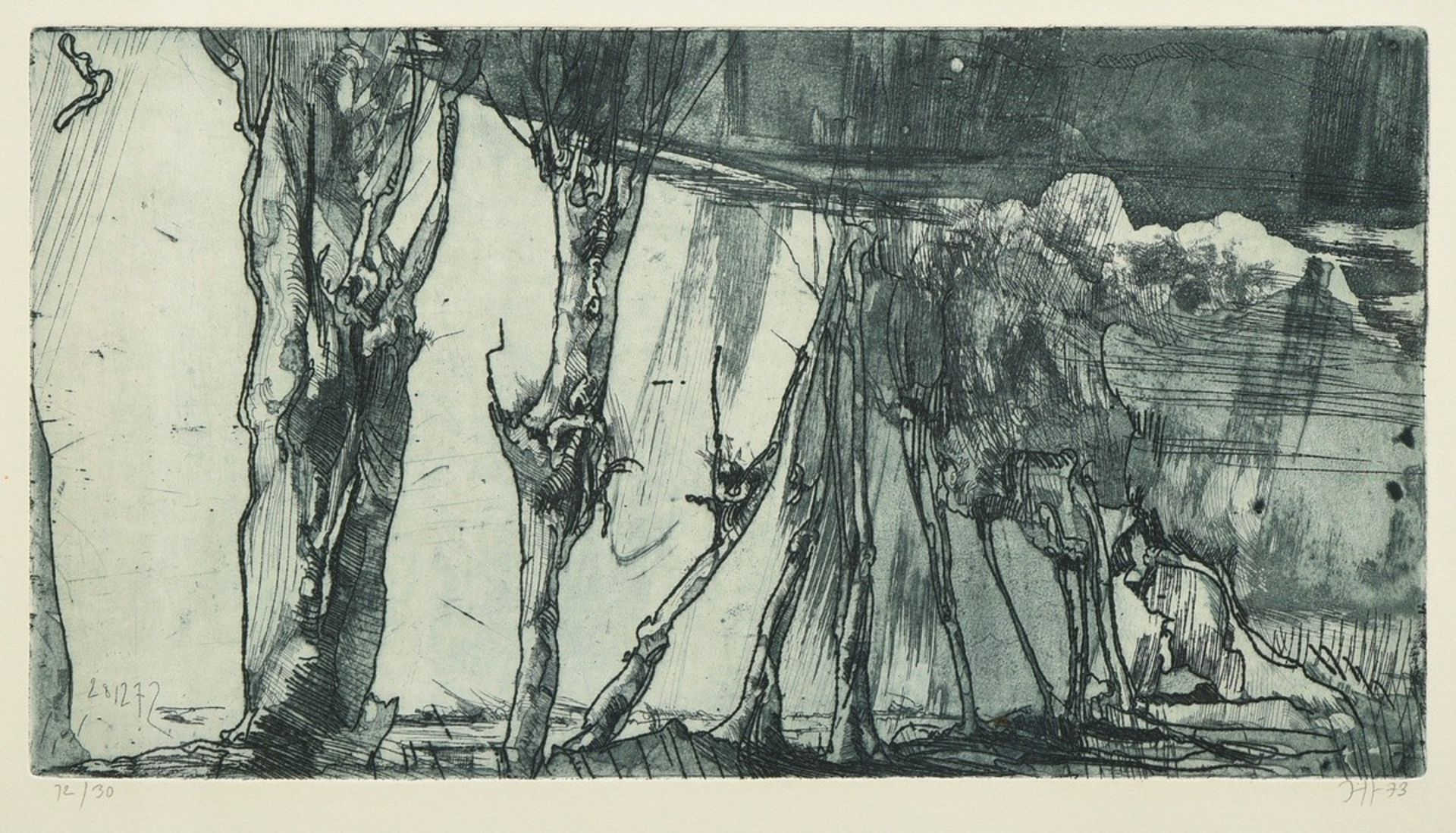 Janssen, Horst (1929-1995) "w.t." 1972/73, from: Propyläen Mappe I, colour etching, 12/30, b. sign.