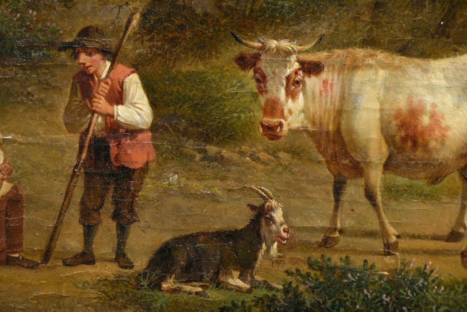 Antonissen, Henricus Josephus (1737-1794) "Landscape with Shepherds and Their Herd" 1779, oil/wood, - Image 4 of 7