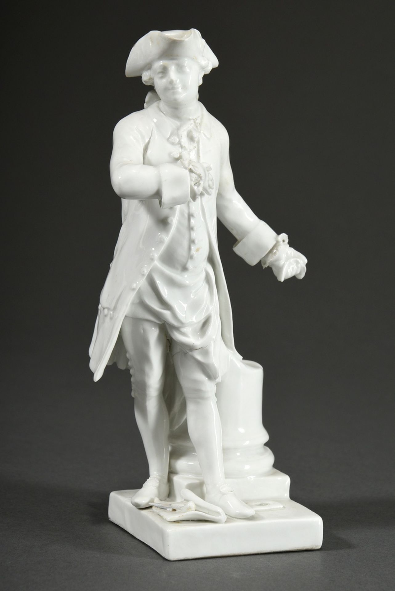 KPM Figur „Freimaurer Geselle“, unbemaltes Porzellan, Berlin um 1780, H. 20cm, Vgl.: Museum für Ham