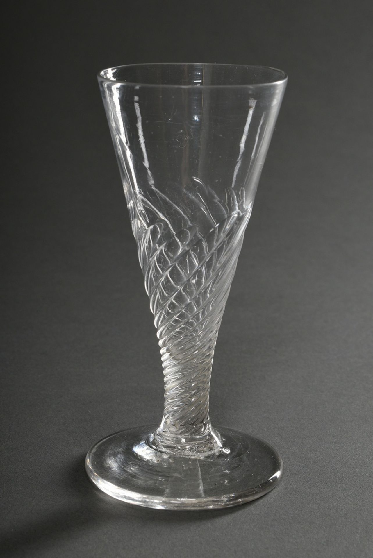 6 Various antique glasses with fused white spiral thread or rim, break under the foot partly cut ou - Image 7 of 7