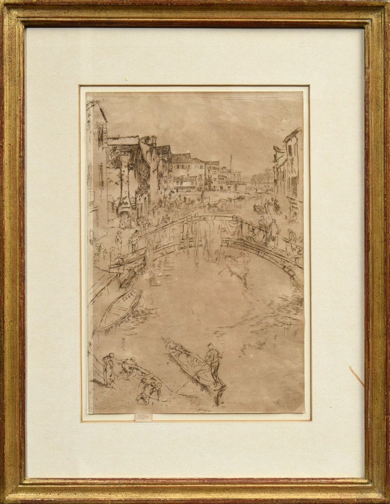 McNeill Whistler, James Abbot (1834-1903) "The Bridge" 1879/80, etching, b. sign., verso collector' - Image 2 of 4