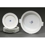 7 Teile seltenes Meissen Art Deco Service mit stark stilisiertem Floraldekor in Blau und Gold in dr