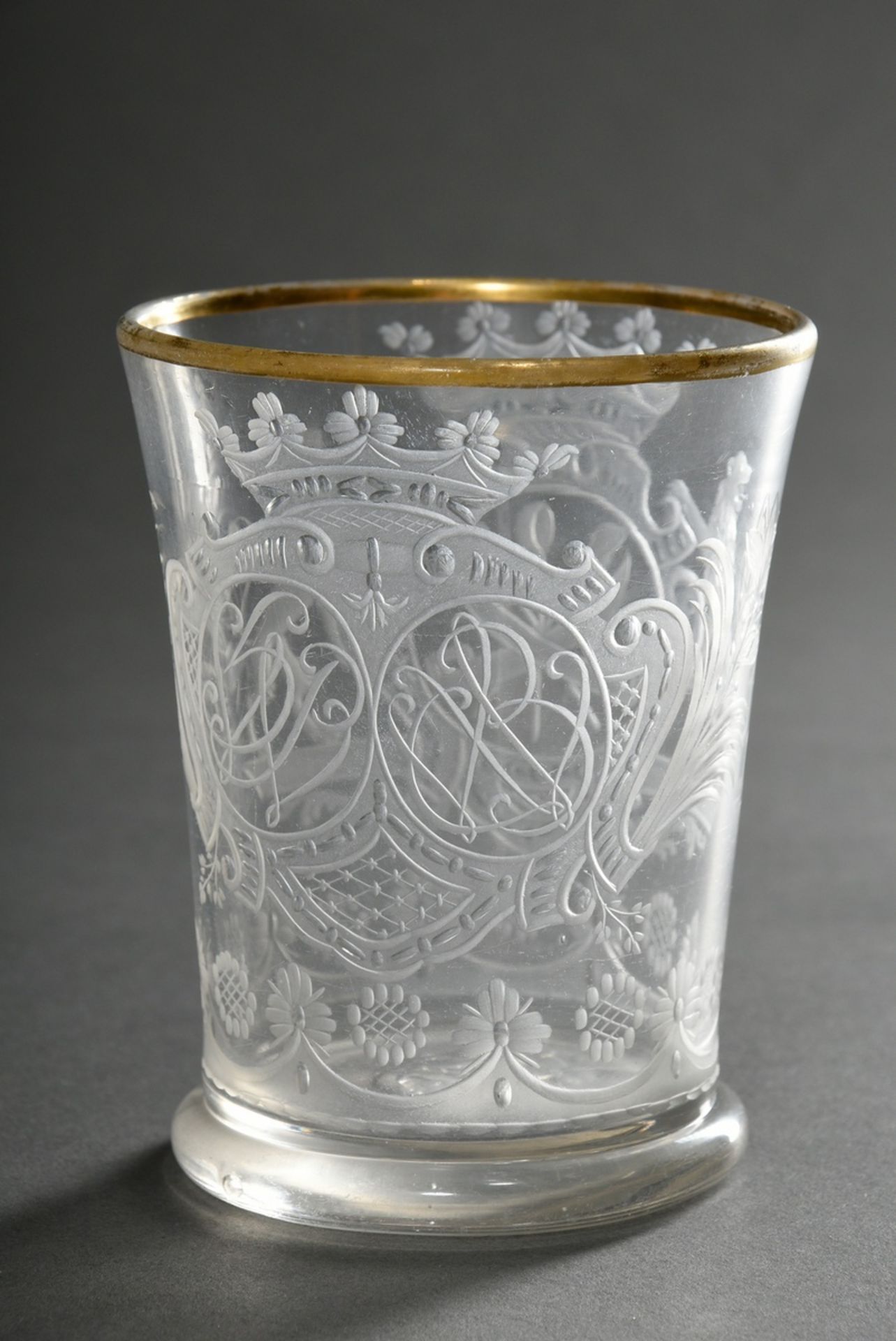 Beaker in baroque style with ligatured double monogram "HPW" and "CBW" in crowned cartouche as well - Image 2 of 4