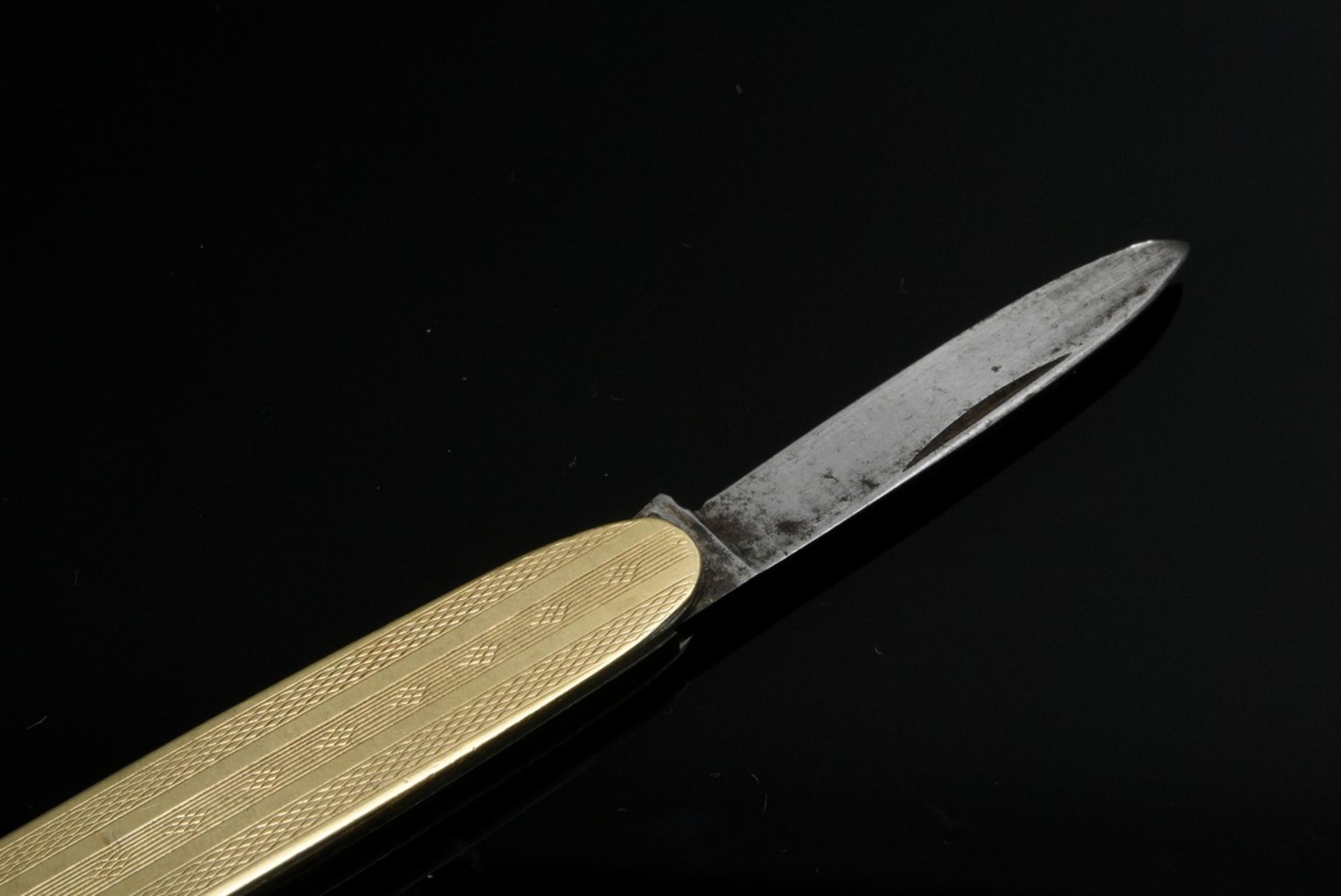 2 Various yellow gold 585 pieces: 1 pocket knife with yellow gold mantle over steel blade and inner - Image 3 of 3