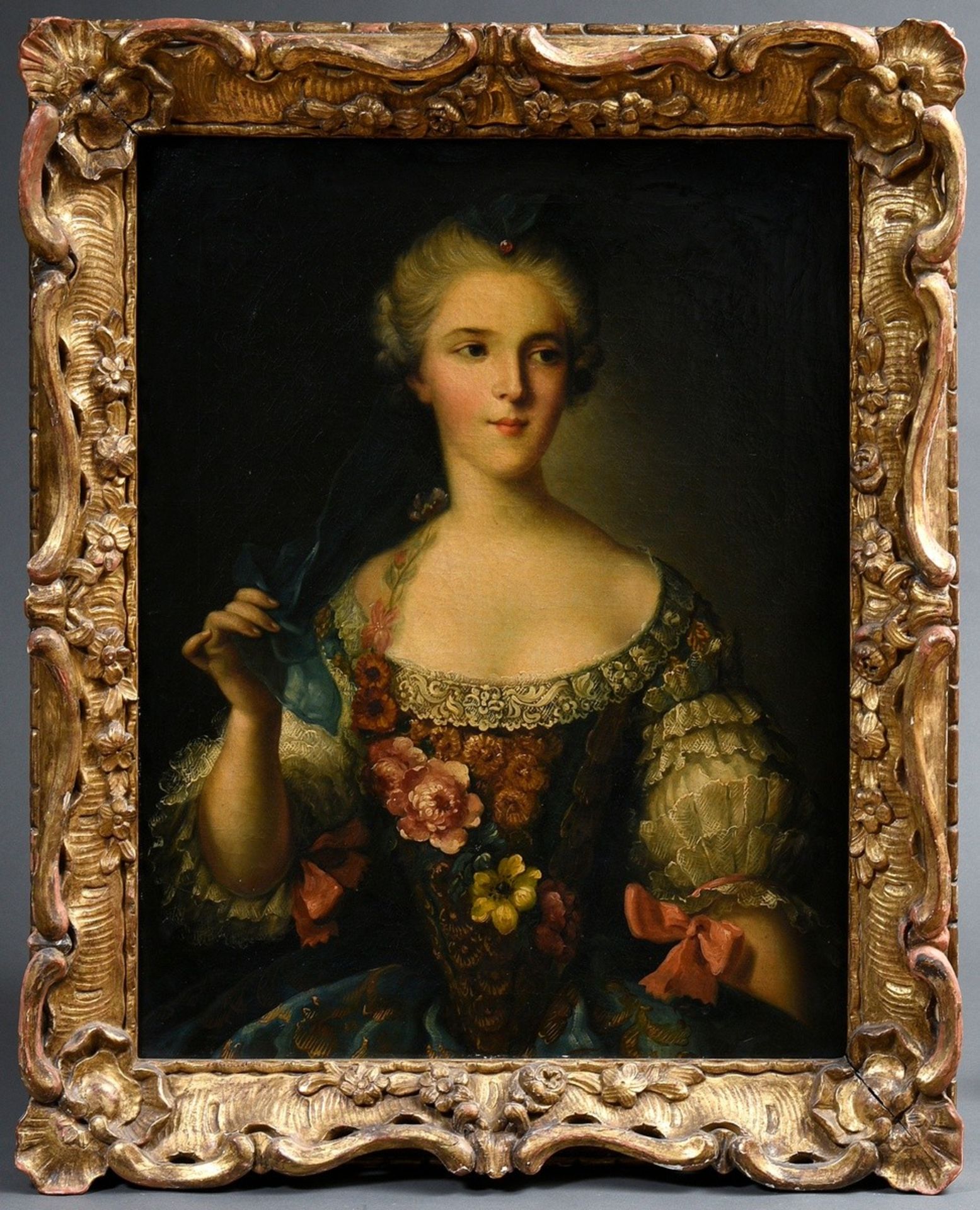 Unbekannter Maler des 18.Jh. nach Jean-Marc Nattier (1685-1766) "Portrait Madame Sophie" (Prinzessi - Bild 2 aus 9