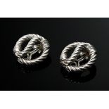 Paar Hermès "Cordage" Ohrclips, Silber 800, 15,3g, Ø 1,9cm, in Original Box