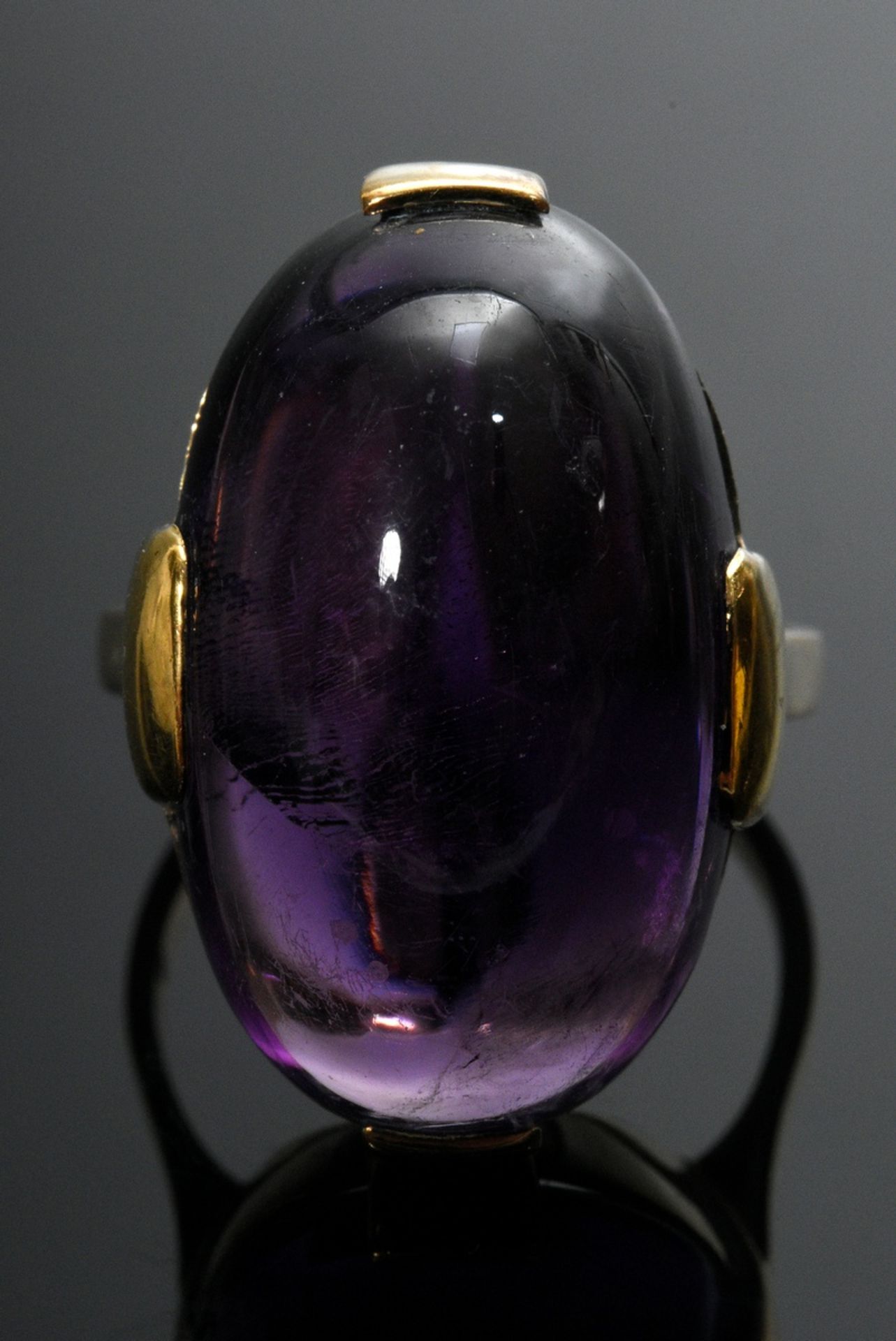 Gelbgold 585 Ring mit großem Amethyst Cabochon, 10,2g, Gr. 54, Tragespuren - Bild 4 aus 4