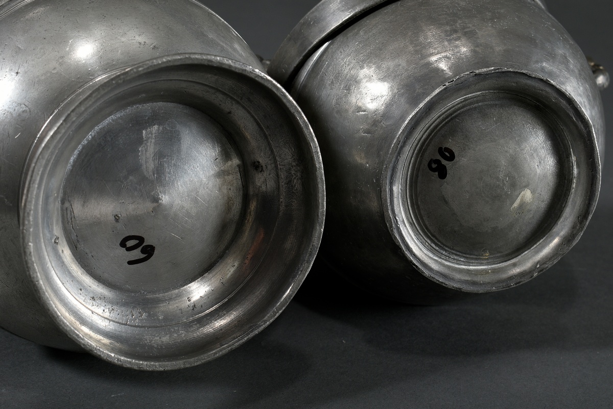 2 Various Lübeck pewter hanging pots with figural handles (food carriers), MZ: Johann Anton Kupffer - Image 8 of 8