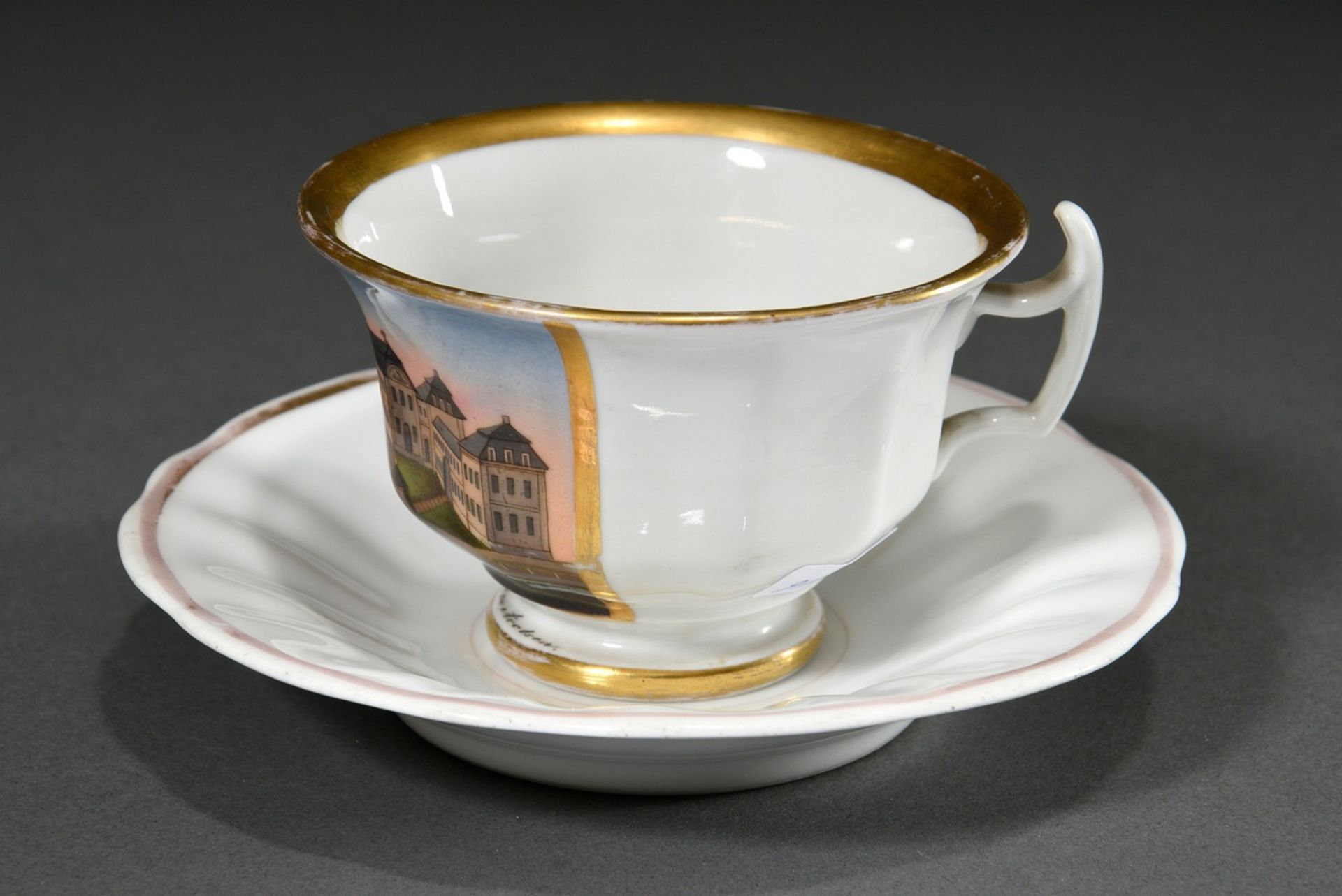 Biedermeier view cup with fine painting "Schloss zu Arolsen", Friedrich Adolph Schumann/Berlin, c. - Image 4 of 5