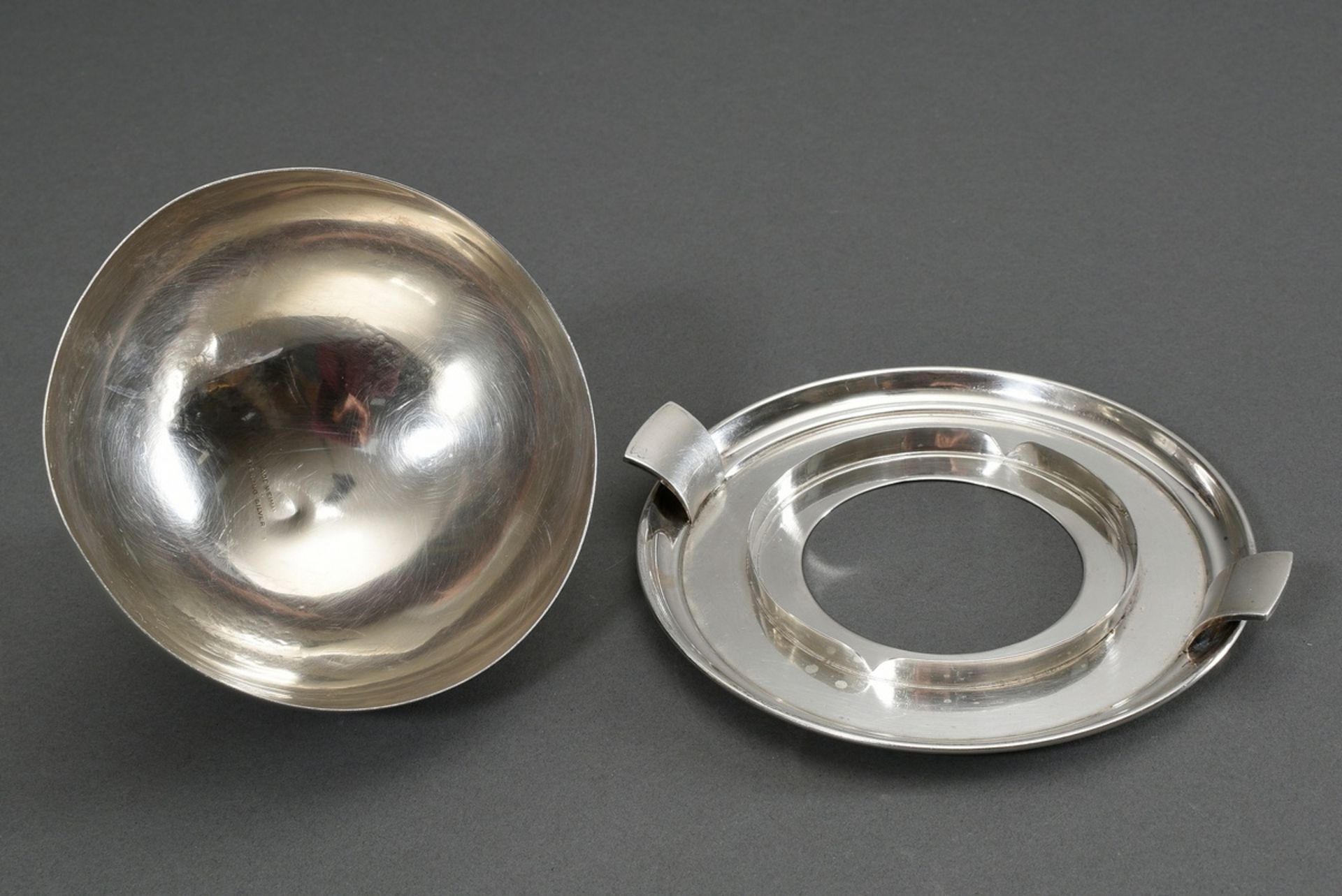 Danish Art Deco caviar bowl with "knot" knob, designed by Aage Weimar (1902-1986), c. 1938, signed, - Image 2 of 4