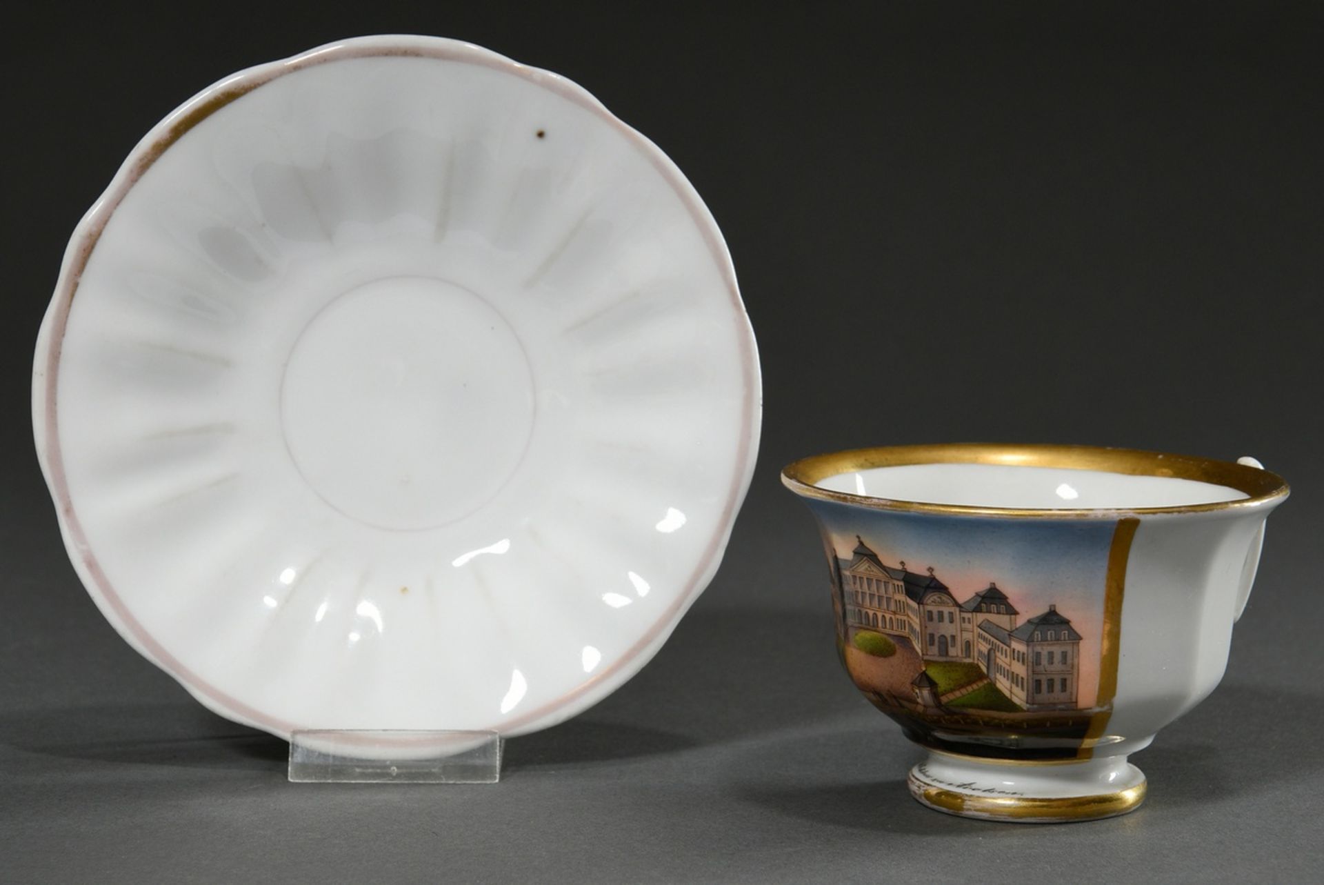 Biedermeier view cup with fine painting "Schloss zu Arolsen", Friedrich Adolph Schumann/Berlin, c. - Image 2 of 5