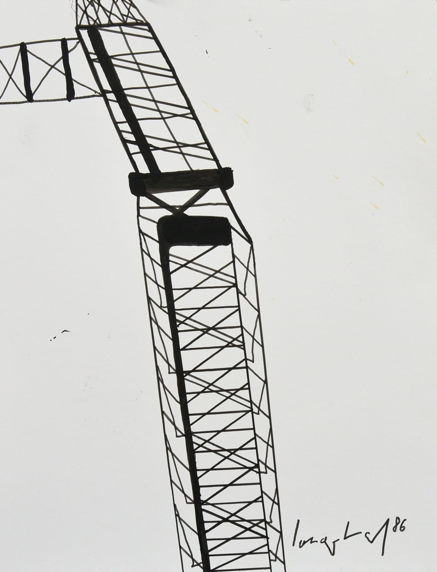 Sonderborg, Kurt Rudolf H. (1923-2008) "o.T. (harbour crane)" 1986, ink/cardboard, b. sign./dat., 6