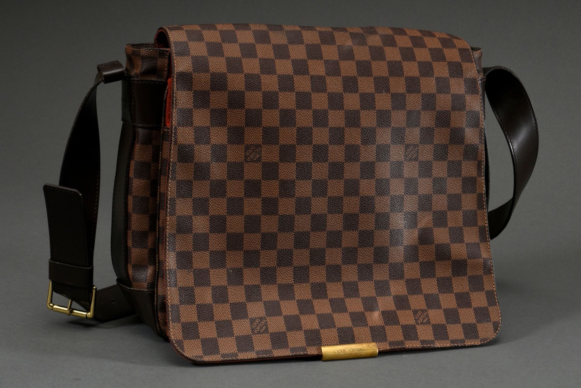 Louis Vuitton vintage "Bastille" messenger bag in damier level canvas with dark brown adjustable le