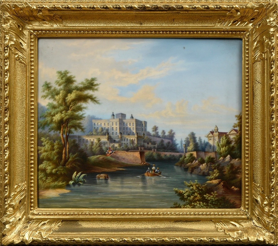Pair of KPM Berlin porcelain plates with flawless painting "View of Palermo" and "Castello del Cata - Image 7 of 7
